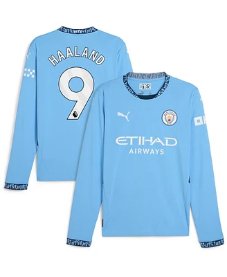 Puma Men's Erling Haaland Light Blue Manchester City 2024/25 Home Replica Long Sleeve Player Jersey