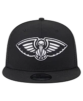 New Era Men's Black New Orleans Pelicans 9FIFTY Snapback Trucker Hat