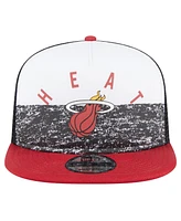 New Era Men's Black Miami Heat Arch A-Frame Trucker 9FIFTY Snapback Hat