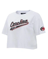 Pro Standard Women's White Carolina Hurricanes Boxy Script Tail Cropped T-Shirt