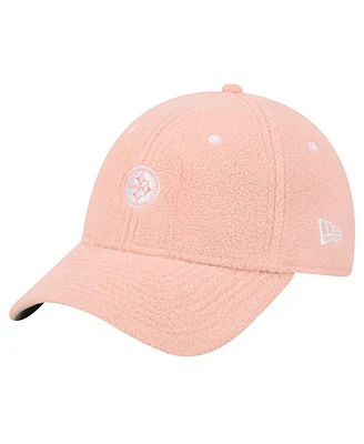 New Era Women's Light Pink Pittsburgh Steelers Cozy Sherpa 9FORTY Adjustable Hat