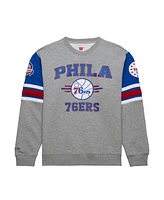 Mitchell & Ness Men's Heather Gray Philadelphia 76ers Hardwood Classics All Over 4.0 Pullover Sweatshirt