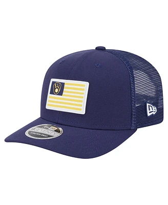 New Era Men's Navy Milwaukee Brewers Flag 9SEVENTY Stretch-Snap Hat