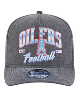 New Era Men's Black Houston Oilers Throwback Washed A-Frame 9FIFTY Snapback Hat