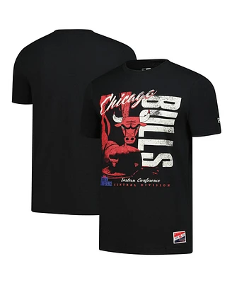 New Era Men's Black Chicago Bulls Distressed Throwback Vintage Color Pack T-Shirt