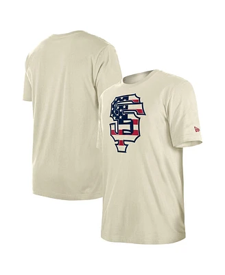 New Era Men's Cream San Francisco Giants Americana Flag Fill T-Shirt