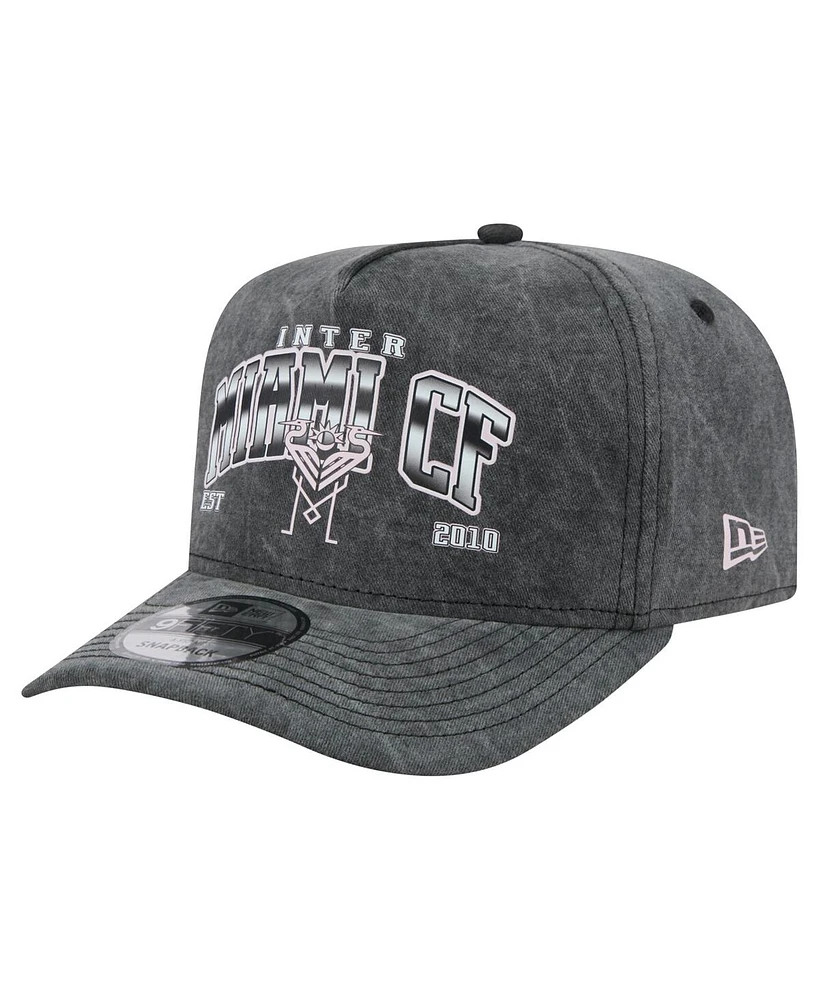 New Era Men's Black Inter Miami Cf Washed 9FIFTY A-Frame Adjustable Hat
