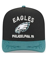 New Era Big Boys and Girls Black/Green Philadelphia Eagles 2025 Nfl Draft A-Frame 9FIFTY Snapback Hat