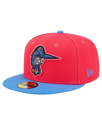 New Era Men's Red/Light Blue Fayetteville Woodpeckers Copa de la Diversion 59FIFTY Fitted Hat