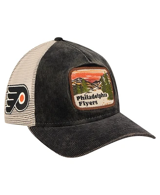 New Era Men's Black/Cream Philadelphia Flyers Vintage Landscape 9TWENTY A-Frame Adjustable Trucker Hat