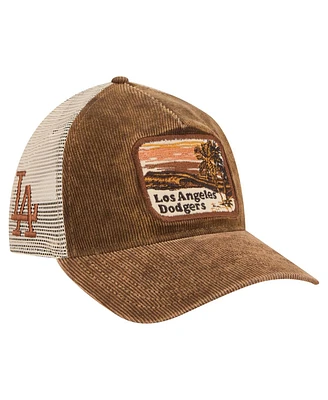 New Era Men's Dark Brown Los Angeles Dodgers Vintage Landscape 9TWENTY A-Frame Adjustable Trucker Hat