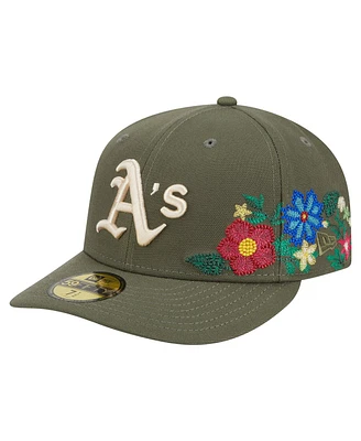 New Era Men's Olive Athletics Tonal Florals 59FIFTY Fitted Hat