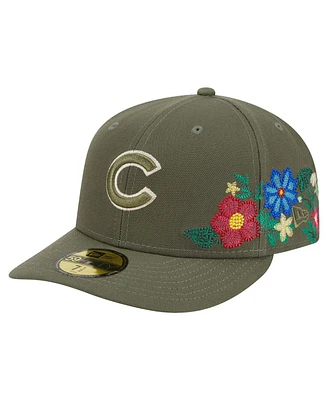 New Era Men's Olive Chicago Cubs Tonal Florals 59FIFTY Fitted Hat