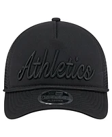 New Era Men's Black Athletics City Initial 9FORTY A-Frame M-Crown Adjustable Trucker Hat