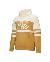 Mitchell & Ness Men's Tan/Cream New York Mets Head Coach Pullover Hoodie