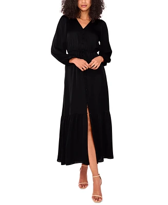 1.state Women's Drawstring-Waist Button-Front Maxi Dress
