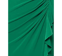 Xscape Women's High-Neck Ruffled-Front Sheath Dress