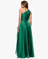 Xscape Women's Metallic Draped One-Shoulder Gown