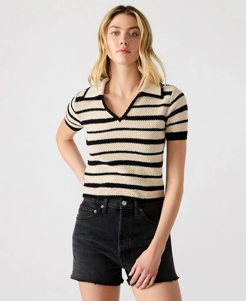 Steve Madden Women's Striped Short-Sleeve Sweater