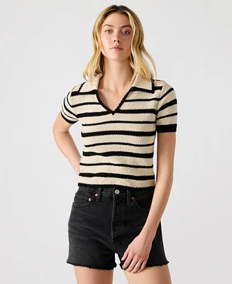 Steve Madden Women's Striped Short-Sleeve Sweater