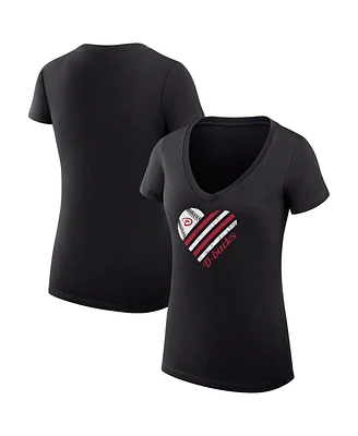 G-iii 4Her by Carl Banks Women's Black Arizona Diamondbacks Heart V-Neck Fitted T-Shirt
