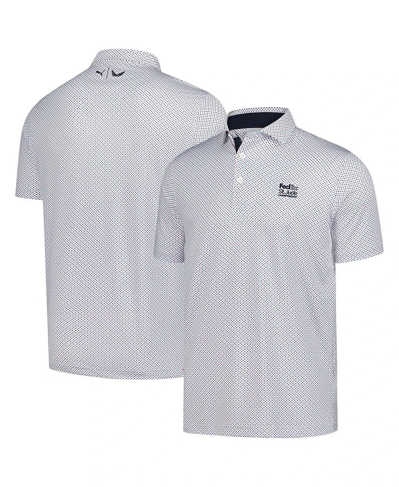 Puma Men's White FedEx St. Jude Championship Volition Micro Star Mattr Polo Shirt