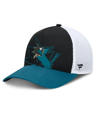 Fanatics Men's Black/Teal San Jose Sharks Authentic Pro A-Frame Rink Adjustable Hat