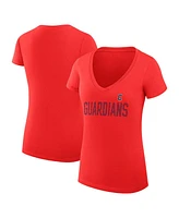 G-iii 4Her by Carl Banks Women's Red Cleveland Guardians Dot Print V-Neck Fitted T-Shirt