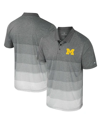 Colosseum Men's Gray Michigan Wolverines Striped Mesh Polo Shirt