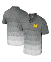 Colosseum Men's Gray Michigan Wolverines Striped Mesh Polo Shirt
