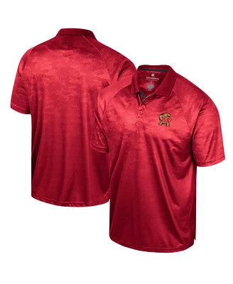 Colosseum Men's Red Maryland Terrapins Honeycomb Raglan Polo Shirt