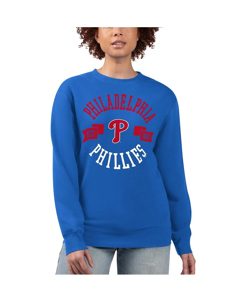 G-iii 4Her by Carl Banks Women's Royal Philadelphia Phillies Team Logo Fleece Pullover Sweatshirt