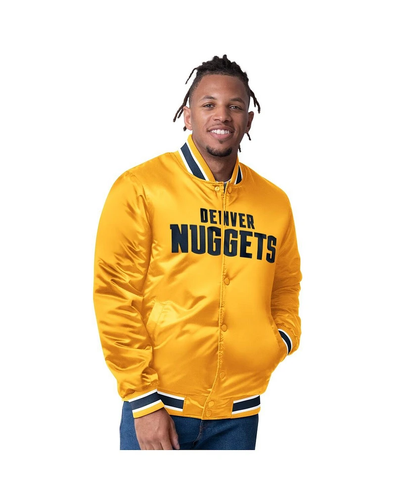 Starter Men's Yellow/Navy Denver Nuggets Reversible Satin Full-Snap Varsity Jacket