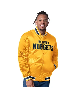 Starter Men's Yellow/Navy Denver Nuggets Reversible Satin Full-Snap Varsity Jacket
