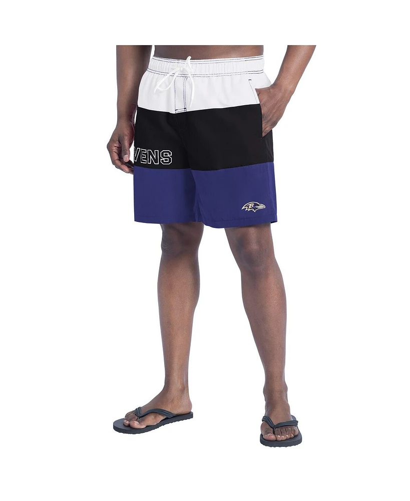 G-iii Sports by Carl Banks Men's Purple/Black Baltimore Ravens Sunrise Volley Swim Shorts