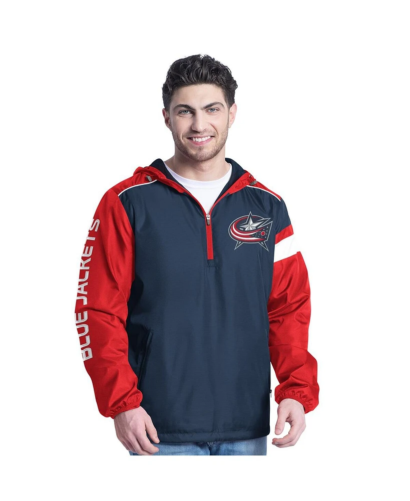 G-iii Sports by Carl Banks Men's Navy/Red Columbus Blue Jackets Lateral Half-Zip Hoodie