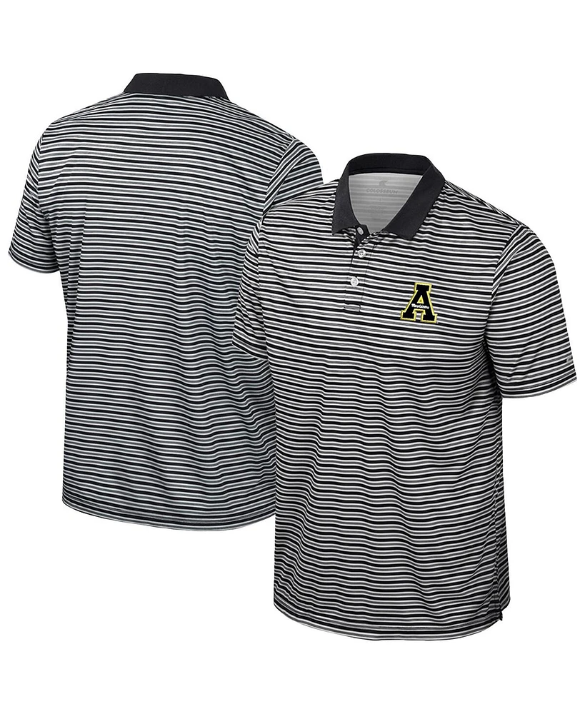 Colosseum Men's Black Appalachian State Mountaineers Striped Polo Shirt