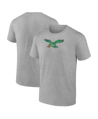Fanatics Men's Heather Gray Philadelphia Eagles Distressed Throwback Logo T-Shirt