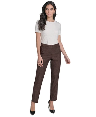 Calvin Klein Petite Mid Rise Straight-Leg Ankle Pants