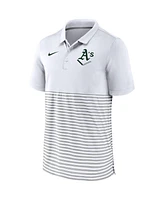 Nike Men's White/Gray Athletics Home Plate Striped Polo Shirt