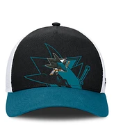 Fanatics Men's Black/Teal San Jose Sharks Authentic Pro A-Frame Rink Adjustable Hat
