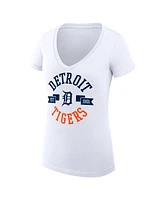 G-iii 4Her by Carl Banks Women's White Detroit Tigers City Graphic V-Neck Fitted T-Shirt