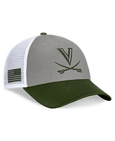 Top of the World Men's Gray/Green Virginia Cavaliers Oht Military Appreciation Badge Trucker Adjustable Hat