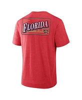 Fanatics Men's Heather Red Florida Panthers Fan Lanes Tri-Blend T-Shirt