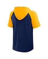 Logo Athletic Men's Fanatics Navy Milwaukee Brewers Prime Raglan Short Sleeve Hoodie T-Shirt