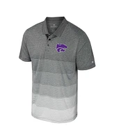 Colosseum Men's Gray Kansas State Wildcats Striped Mesh Polo Shirt