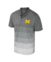 Colosseum Men's Gray Michigan Wolverines Striped Mesh Polo Shirt