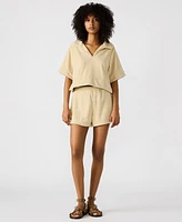 Steve Madden Women's Cropped Terrycloth Polo Top