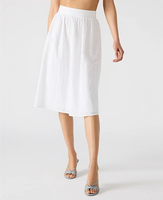 Steve Madden Women's Cotton Embroidered Midi Skirt