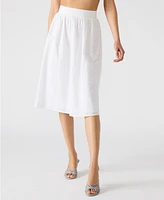 Steve Madden Women's Cotton Embroidered Midi Skirt